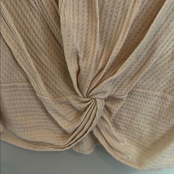 Pulse Cream Ribbed Tie Front Blouse - Picture 3 of 4